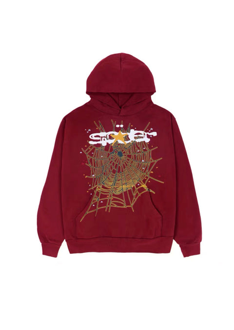 Sp5der Maroon Hoodie